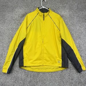 Novara Road Cycling Jacket Men's Size XL Yellow Reflective Soft Shell Full Zip